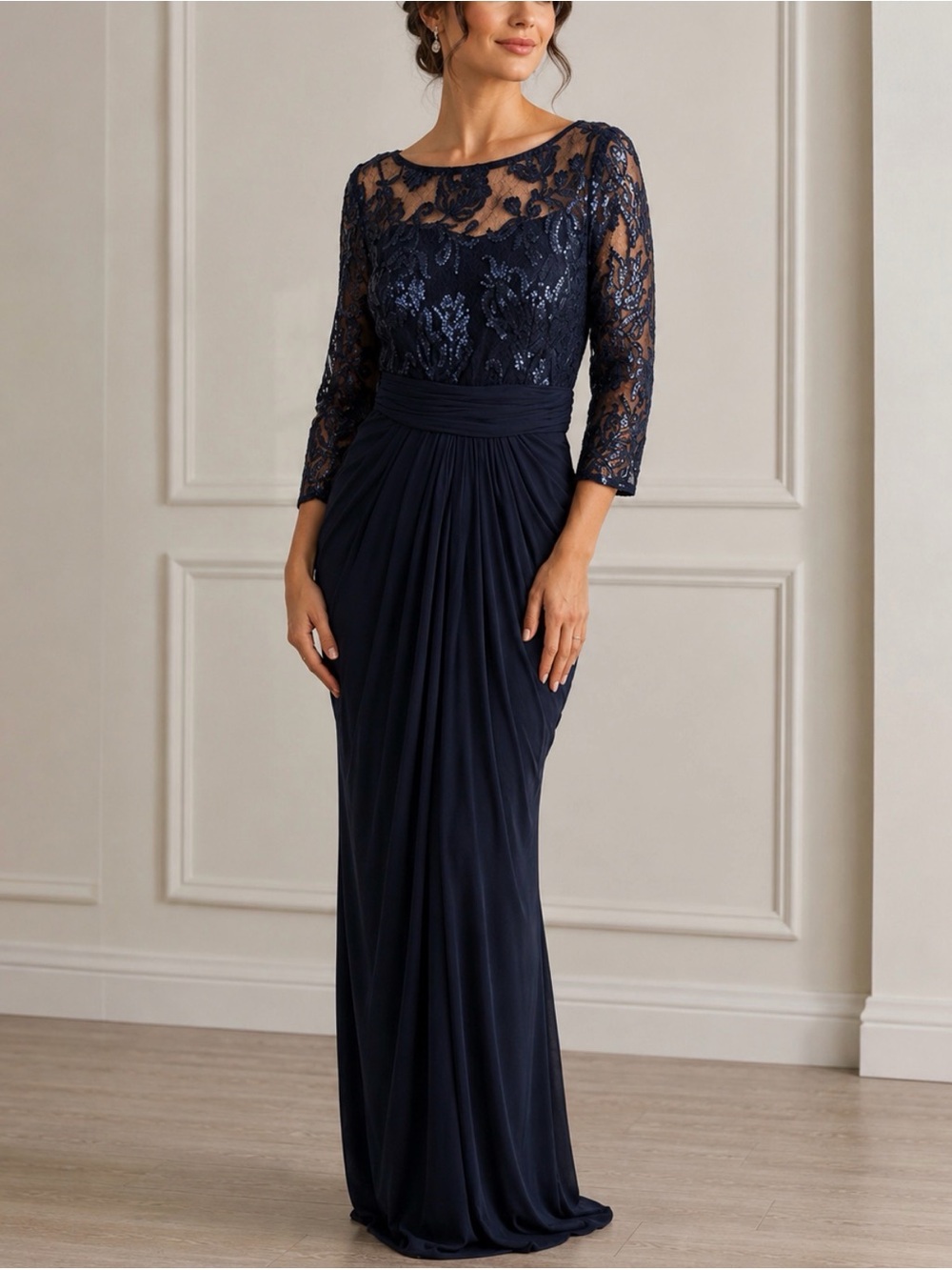 Adrianna Papell Formal Gown Sz 8 Dark Navy Dress